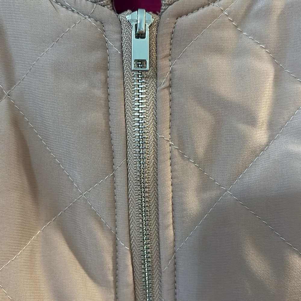 Quilted bomber jacket by workshop size small tan perfect for summer cardigan